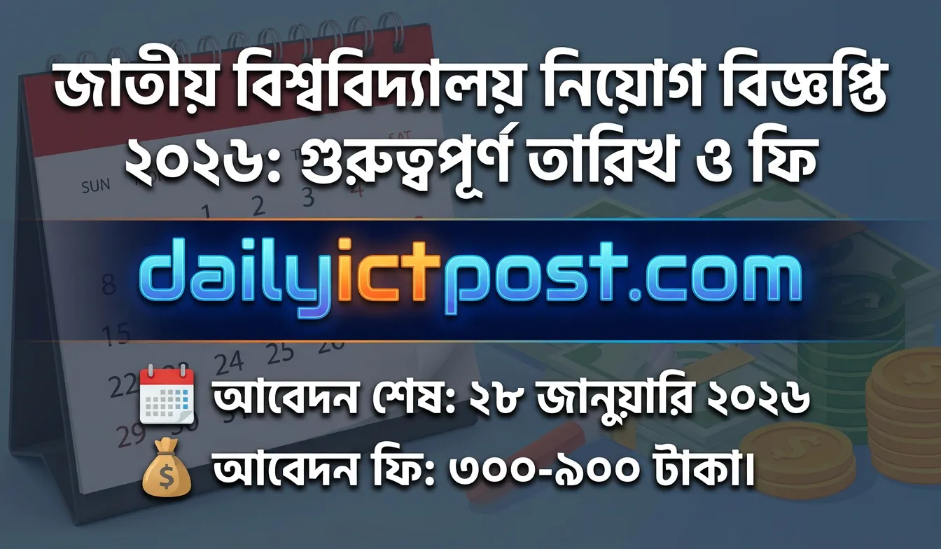 জাতীয় বিশ্ববিদ্যালয় নিয়োগ বিজ্ঞপ্তি ২০২৬ পদে (NU Job Circular 2026 Details) আবেদনের সময়সীমা