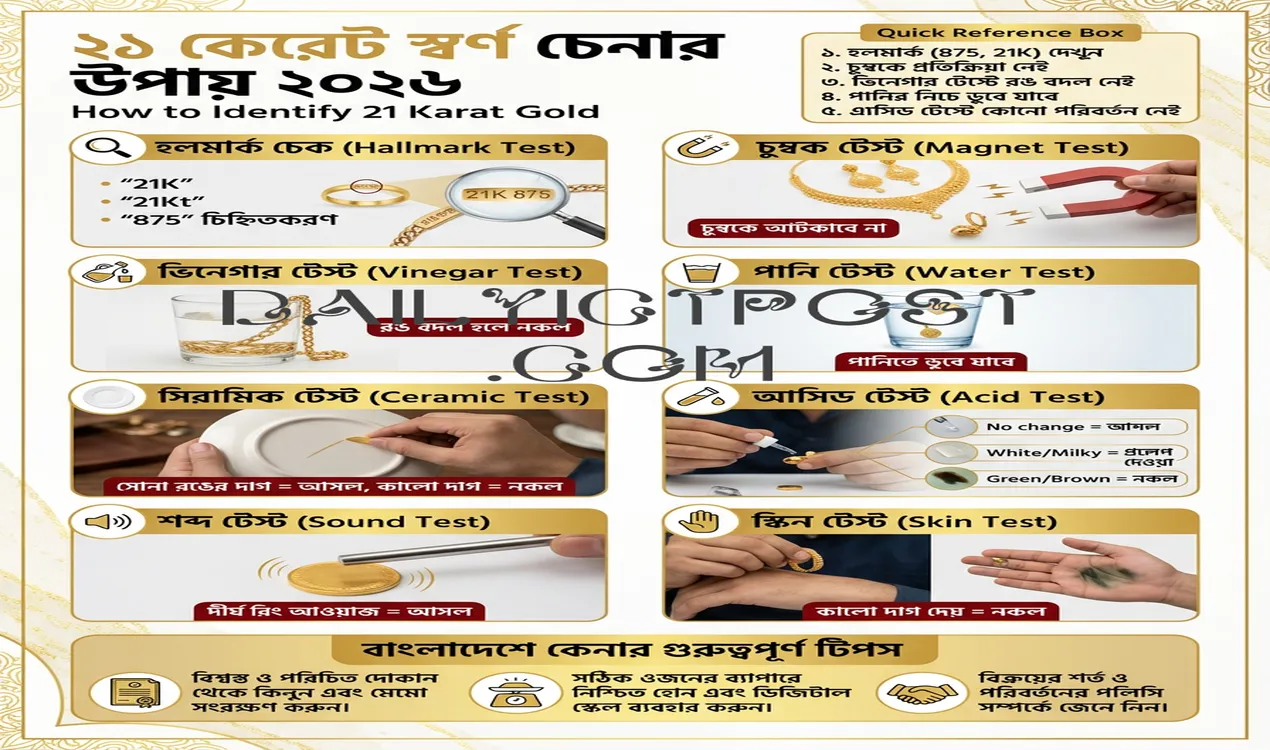How to Identify 21 Karat Gold ২১ কেরেট স্বর্ণ চেনার উপায় ২০২৬ (নির্ভরযোগ্য সূত্র)