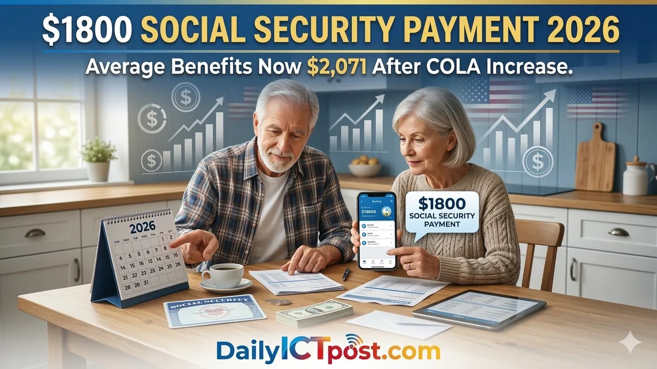 $1800 Social Security Payment 2026 (USA) Explained Average Benefits Now $2,071