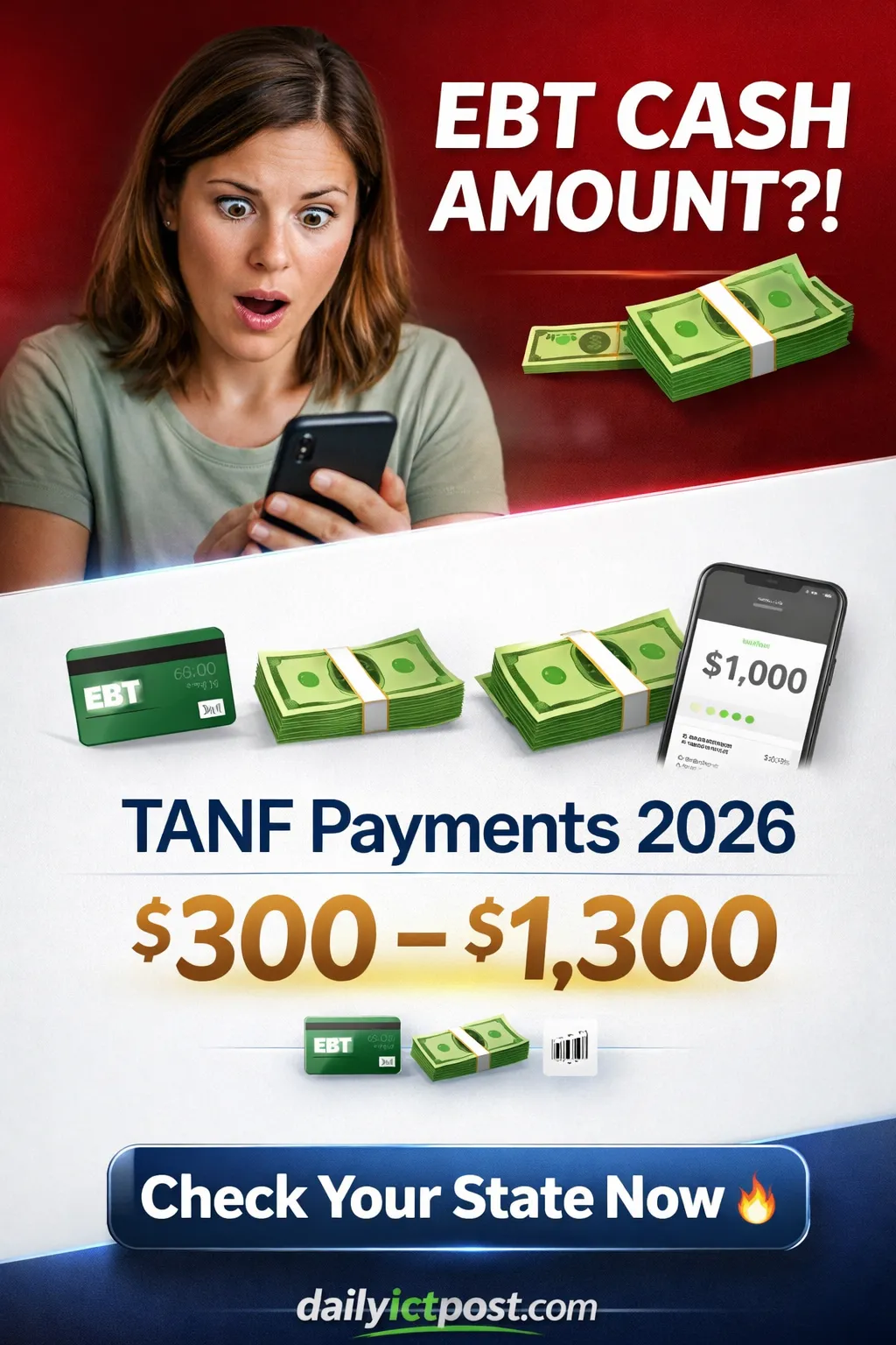 EBT Cash Assistance Amount USA 2026