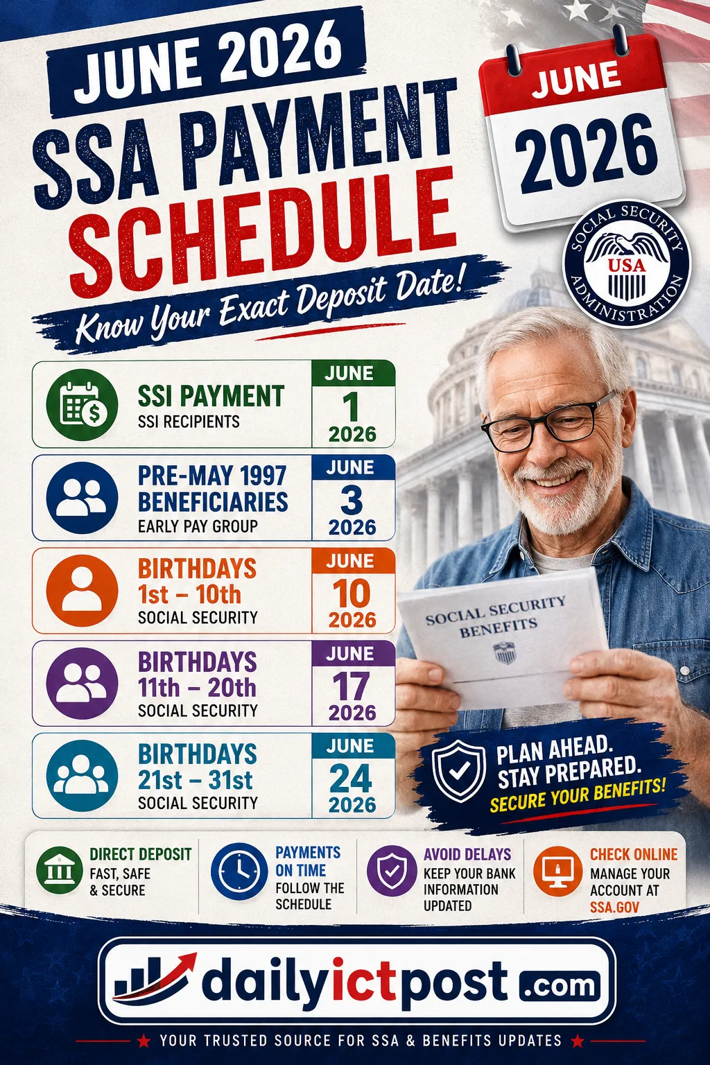 Confirmed Official June 2026 SSA Payments Schedule 