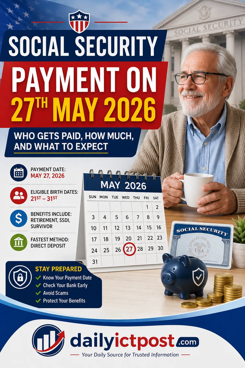Social Security Administration payment on 27th May 2026