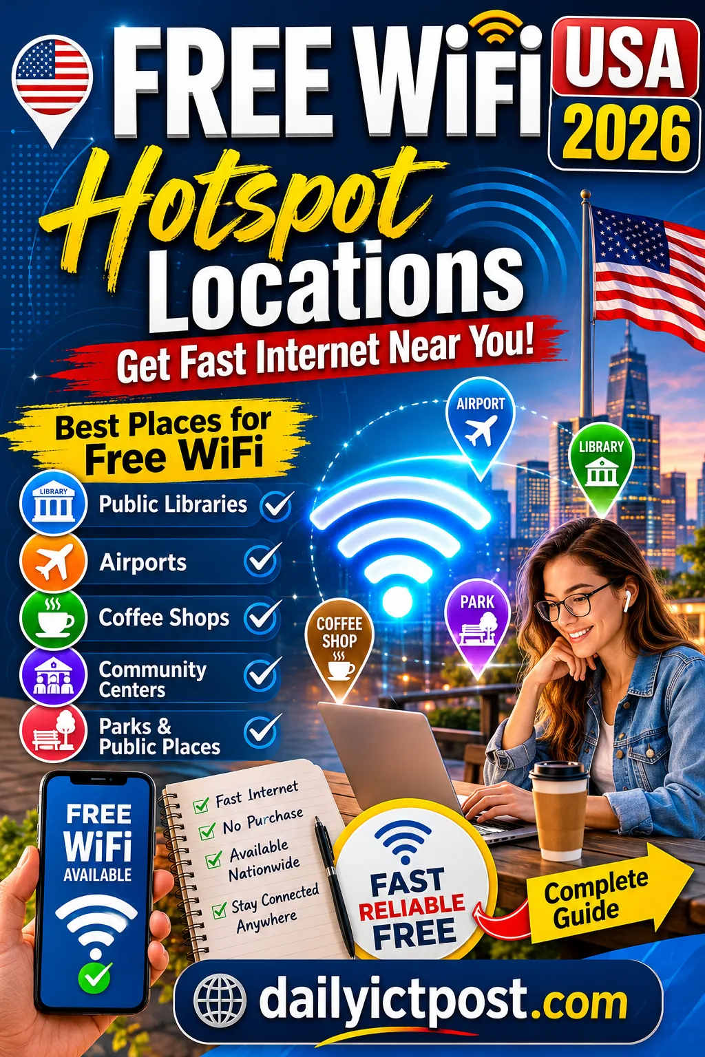 Get Fast Internet Near You- Unlimited Free WiFi Hotspot Locations in the USA 2026