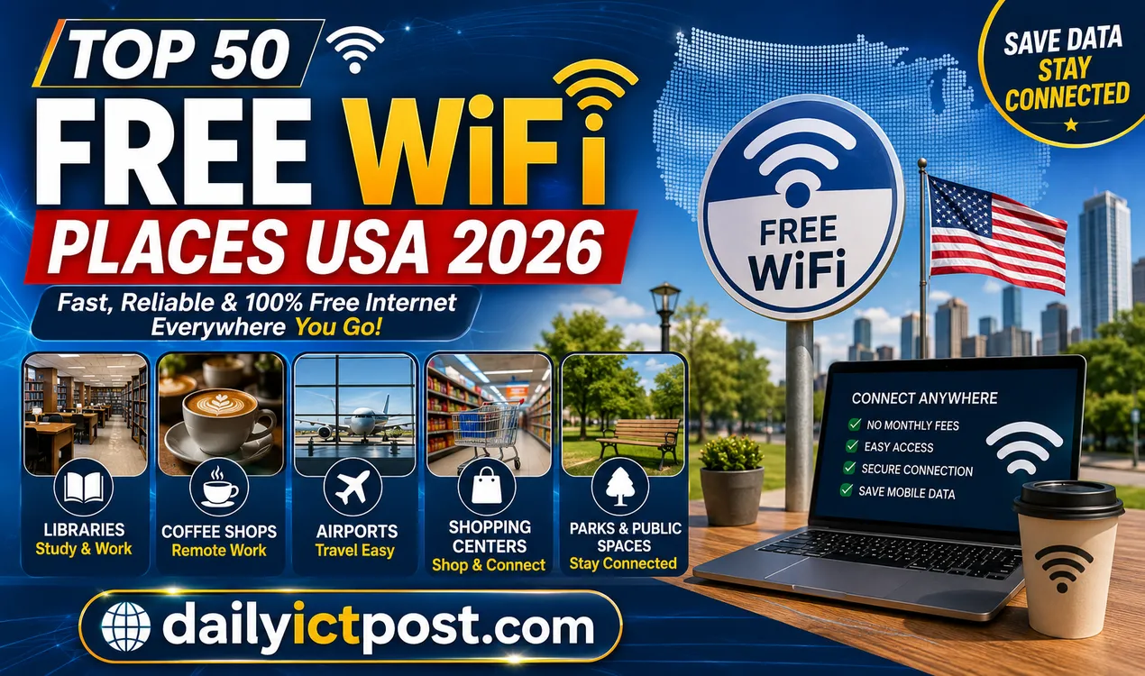 Top 50 Free WiFi Places USA 2026 - Best Free Internet Spots